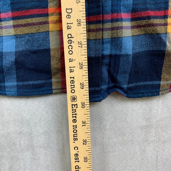 men's Banana Republic flannel blue red plaid long sleeve shirt large - Picture 5 of 6